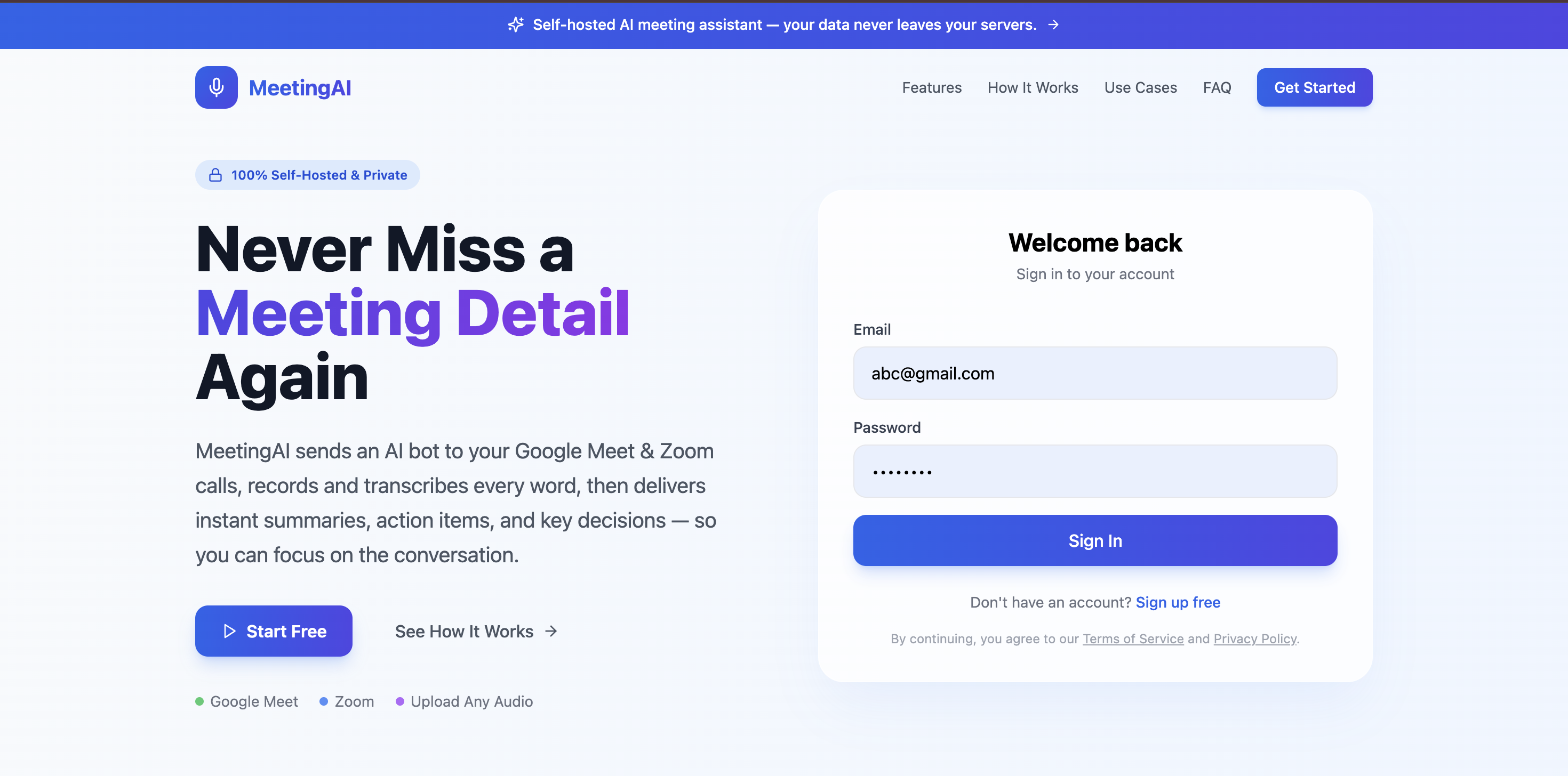 MeetingAI - Never Miss a Meeting Detail